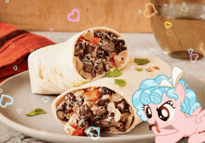 Burrito On Plate Next To Blue Pony GIF