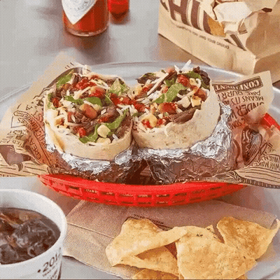 Burrito Wrapped In Foil With Soda GIF
