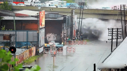 Bursting Water Flooded Streets GIF