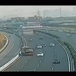 Bus U-Turn Causing Traffic GIF