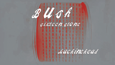 Bush Sixteen Stone Machinehead Is Written In White On A Gray Background GIF