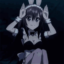 Busty Anime Girl Cute Bunny Ears  GIF