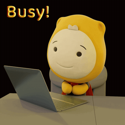 Busy Cartoon Character Sitting At Laptop GIF