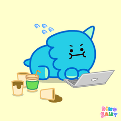 Busy Monday Blue Dino Hyper Typing GIF