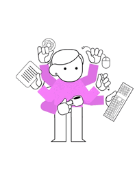 Busy Monday Cartoon Boy Multi Tasking GIF