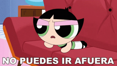 Buttercup Powerpuff Girls Laying On Red Couch No Puedes Ir Afuera GIF