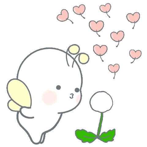 Butterfly Blowing Dandelion Pink Hearts Sticker
