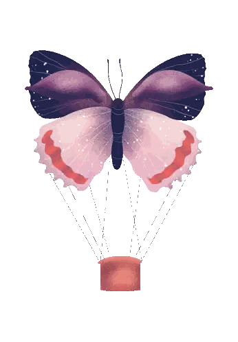 Butterfly Flying In Hot Air Balloon Sticker