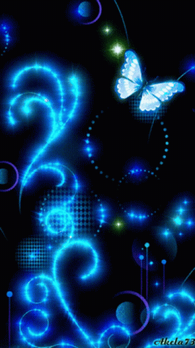 Butterfly Flying Over Blue Swirl Cibela73 GIF