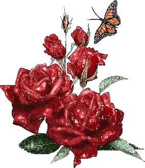 Butterfly Flying Over Red Roses Sticker