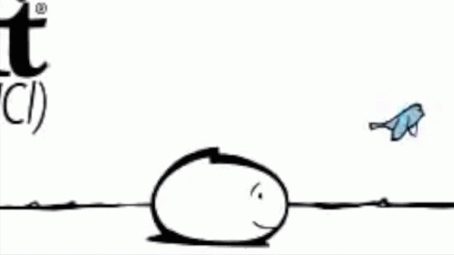 Butterfly Flying Towards Stick Figure GIF