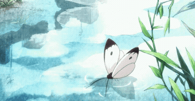 Butterfly On Leaf In Pond GIF