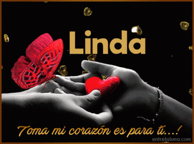 Butterfly On Woman's Hand With Word Linda GIF