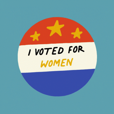 Button Saying I Voted For Women GIF