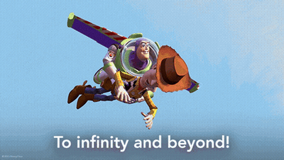 Buzz Lightyear And Woody From Toy Story Flying In The Air GIF