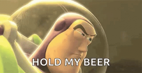 Buzz Lightyear From Toy Story Is Holding A Beer . GIF