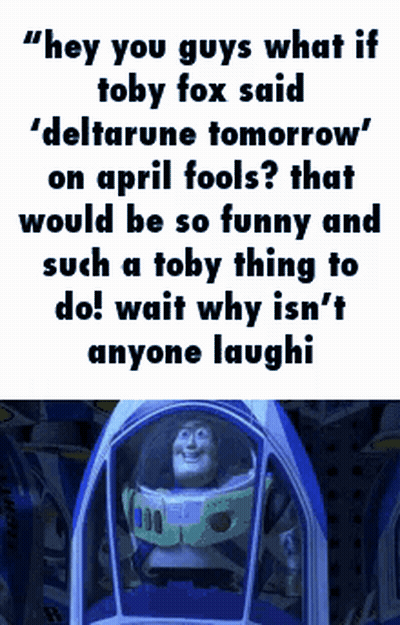 Buzz Lightyear From Toy Story Is Sitting In A Spaceship With A Quote About April Fools Coming Up GIF