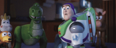Buzz Lightyear From Toy Story Is Standing Next To Rex And Slinky GIF