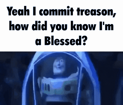 Buzz Lightyear From Toy Story Says Yeah I Commit Treason , How Did You Know I 'M A Blessed . GIF