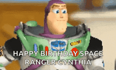 Buzz Lightyear Happy Birthday Space Ranger Cynthia Sign GIF
