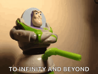 Buzz Lightyear Holding Green Straw To Infinity And Beyond GIF