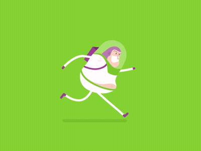 Buzz Lightyear Is Running On A Green Background GIF