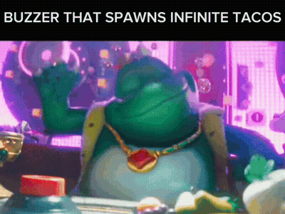Buzzer Spawning Infinite Tacos Written On Screen GIF