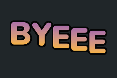 Byeee In Purple And Orange On Black Background GIF