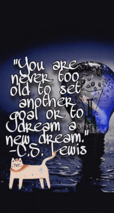 C.S. Lewis Quote Cat Next To Light Bulb GIF