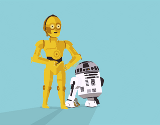 C3PO And R2D2 Walking GIF
