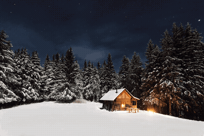 Cabin In Snowy Forest GIF