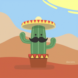 Cactus Mustache Mexican Hat GIF