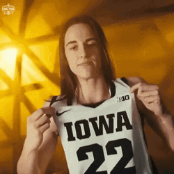 Caitlin Clark Showing Off Iowa Jersey GIF