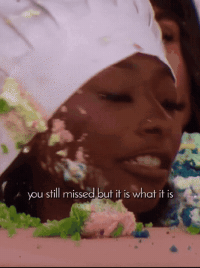 Cake-Covered Woman Chef Hat You Still Missed It Is What It Is GIF
