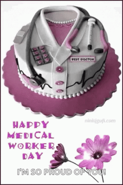 Cake Decorated Like Doctor Coat And Stethoscope GIF