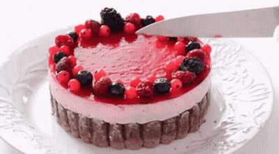 Cake With Berries Cut GIF