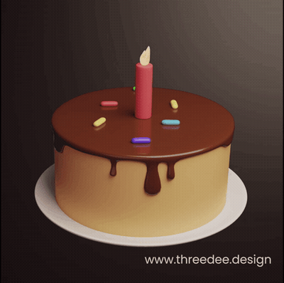 Cake With Candle And Sprinkles GIF