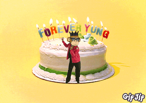 Cake With Candles Saying Forever Young GIF