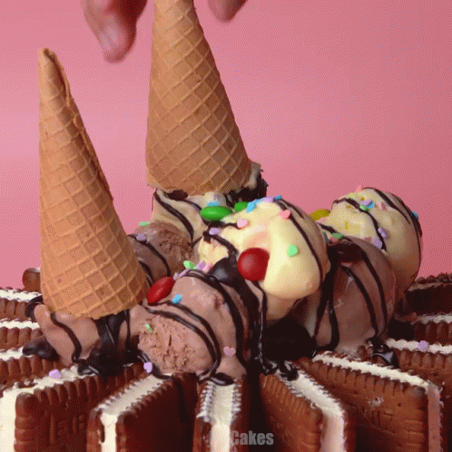 Cake With Ice Cream Cones Saying Cakes GIF