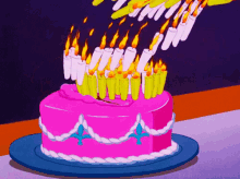 Cake With Lots Of Birthday Candles Animation GIF