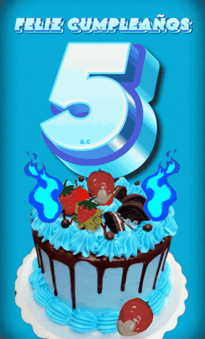 Cake With Number 5 GIF