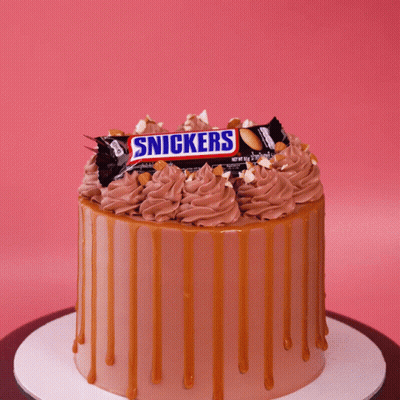 Cake With Snickers Bar GIF