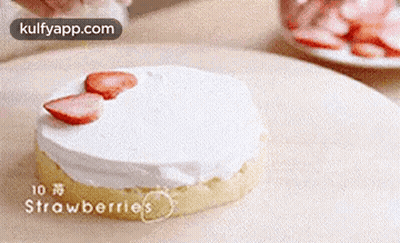 Cake With Strawberries Decorated With Whipped Cream GIF
