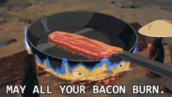 Calcifer Burns The Bacon GIF