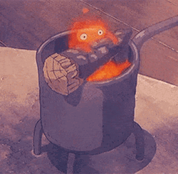 Calcifer Reaches The Coal GIF