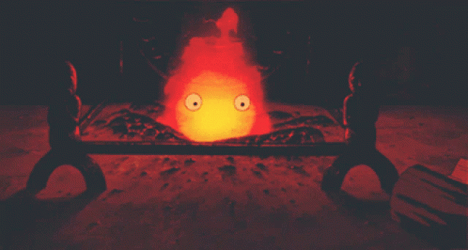 Calcifer Swallowed A Log GIF