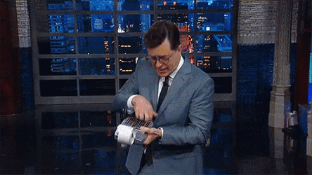 Calculator Stephen Colbert Tearing Receipt  GIF