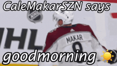 Cale Makar Szn Says Good Morning In Front Of A Hockey Player On The Ice GIF