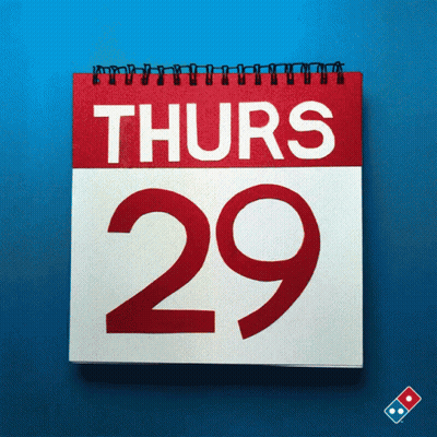 Calendar Showing Thursday 29Th On Blue Background GIF