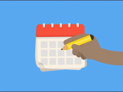Calendar With Red Top And Papers Flying Out GIF